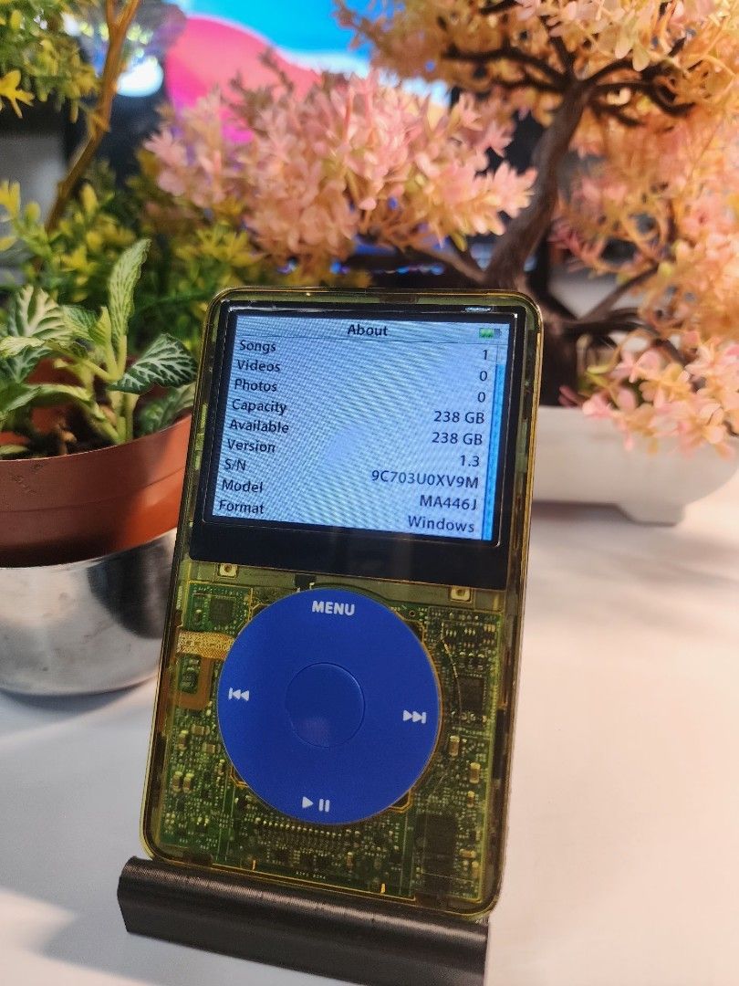 Custom Modded iPod Classic 5th Gen, Yellow/Blue, 256GB, 2000mAh Battery